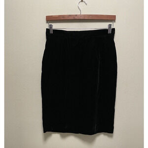 Vintage Jaclyn T Womens Pencil Skirt Size 14 Black Velvet Stretch Whimsigoth 90s